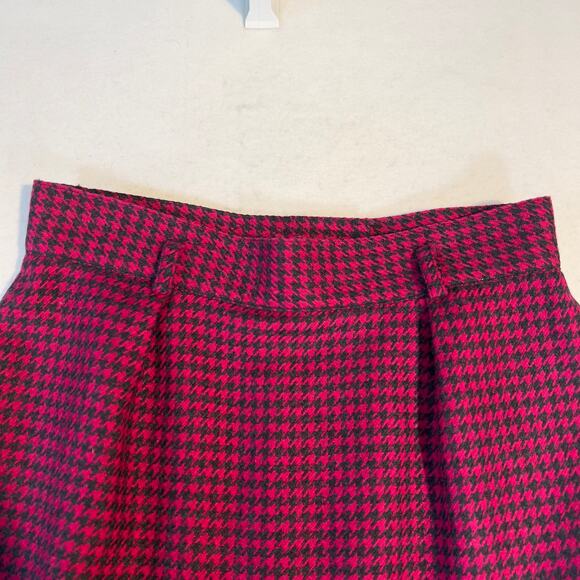 Jones New York Vintage Wool Pencil Skirt 10 Rear Zip Slit Pink Black Houndstooth - Picture 5 of 16